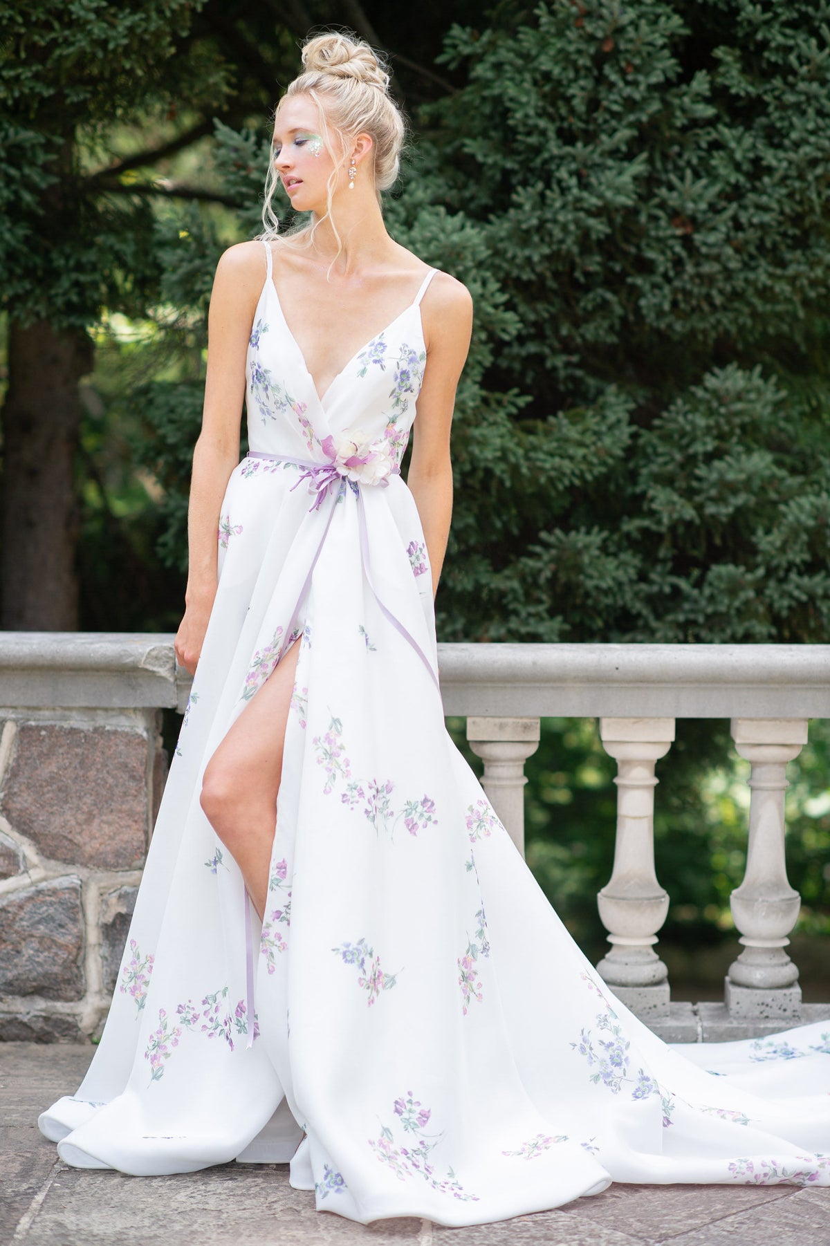 Custom made silk wedding dress. Colorful unique bridal gown. Handmade in Toronto, Canada by Catherine Langlois