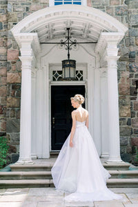 Gorgeous Bronte, an organza and tulle wedding dress by Catherine Langlois. Delicate vine applique on the skirt. Photo by Whitney Heard.