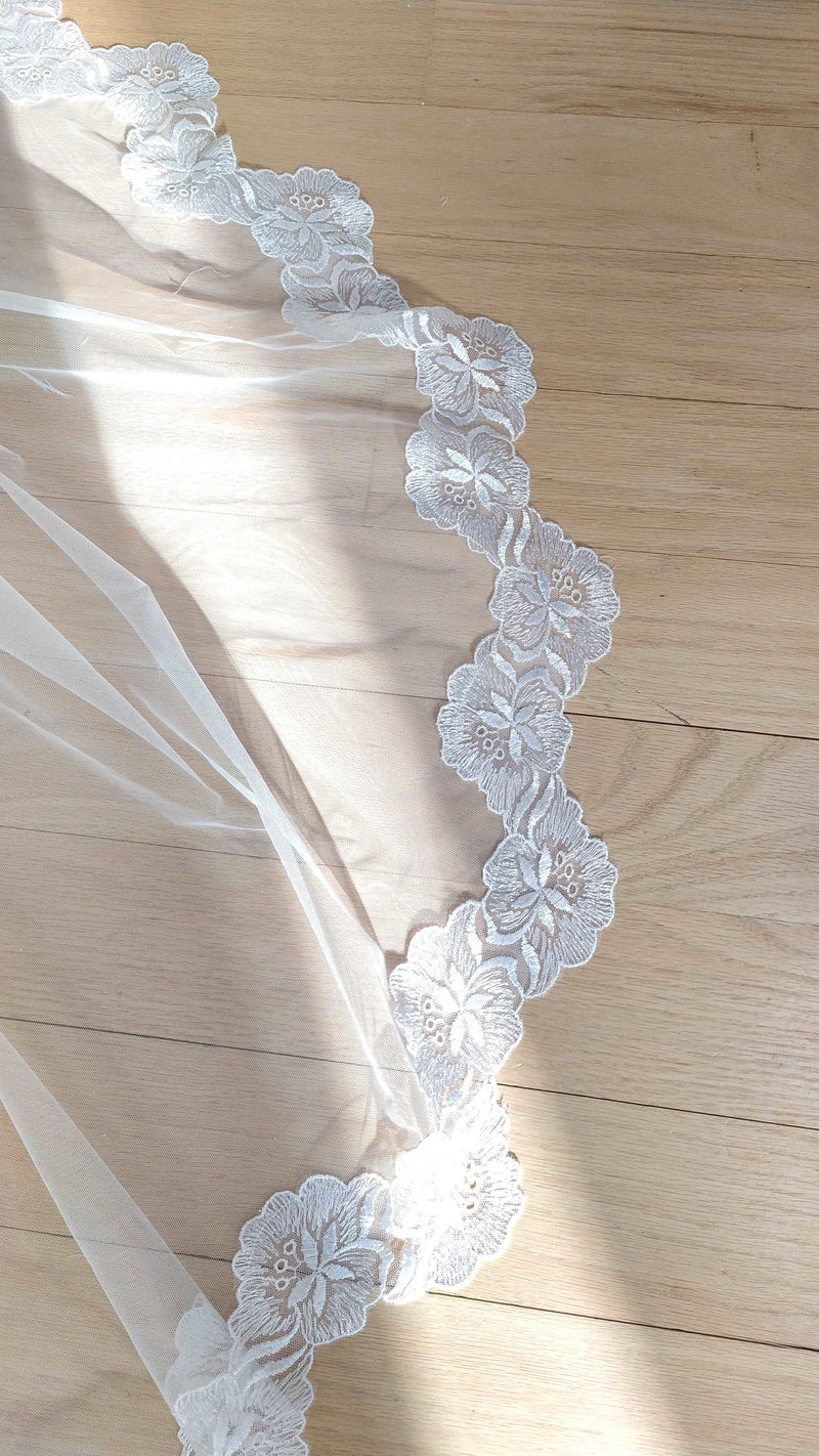 Romantic tulle and vintage lace wedding cape. Dreamy hood. Off the rack. Off the rack by Catherine Langlois, Toronto