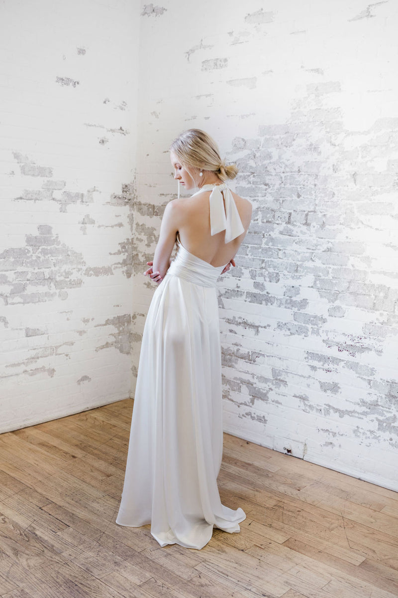 Canadian bridal separates. Satin wedding skirt. Modern, chic bridal attire custom made in Toronto  by Catherine Langlois.