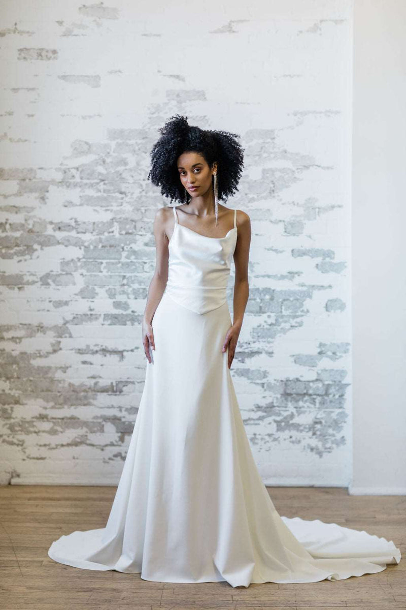 Satin bridal top. Modern wedding separates. Made in Toronto..