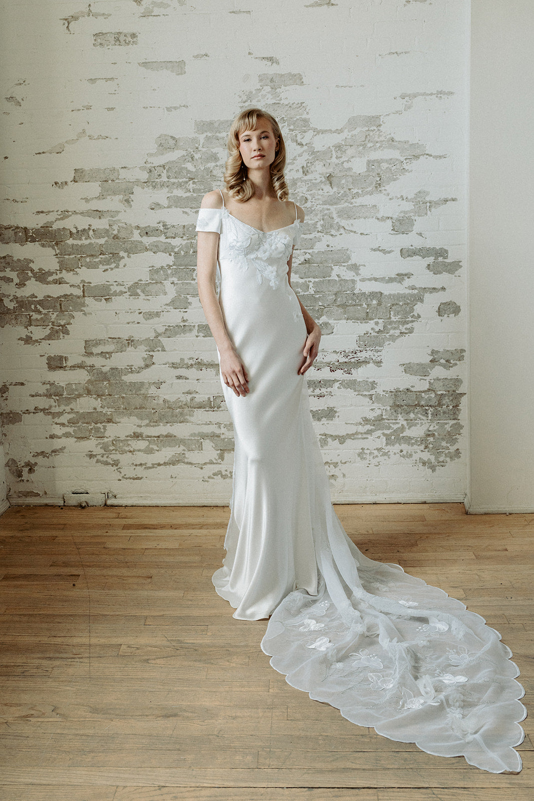 Satin bias wedding dress. Made in Canada.