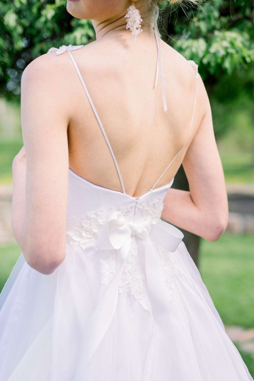 Gorgeous Bronte, an organza and tulle wedding dress by Catherine Langlois. Delicate vine applique on the skirt. Photo by Whitney Heard.