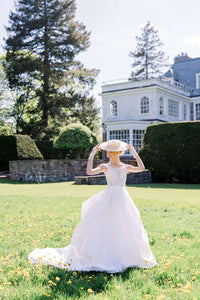 Dramatic and romantic Baroque themed wedding dress. Designed by Catherine Langlois, Toronto, Ontario, Canada.