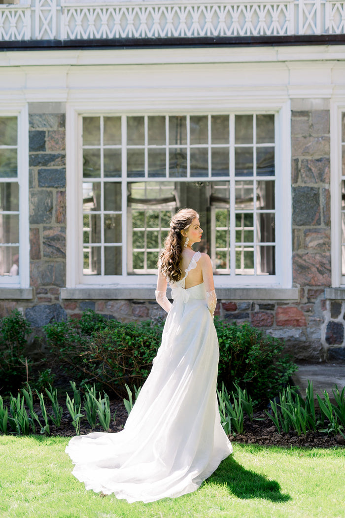Beautiful blue silk wedding dress. Expertly crafted by Catherine Langlois