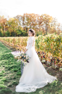 Most romantic champagne tulle wedding dress. Handmade by Catherine Langlois, Toronto, Canada