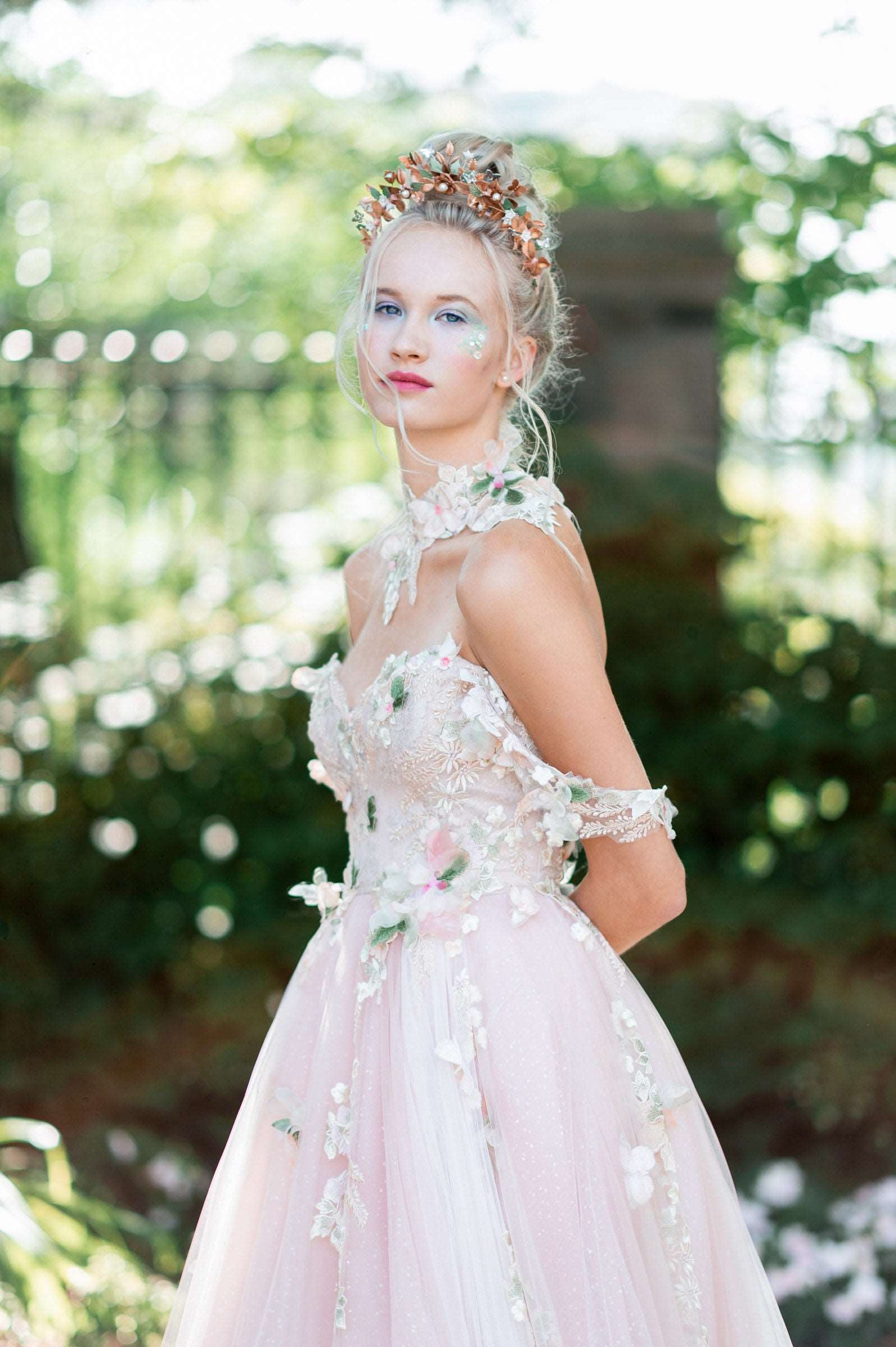 SUMMER Pink Tulle Floral Wedding Gown Catherine Langlois