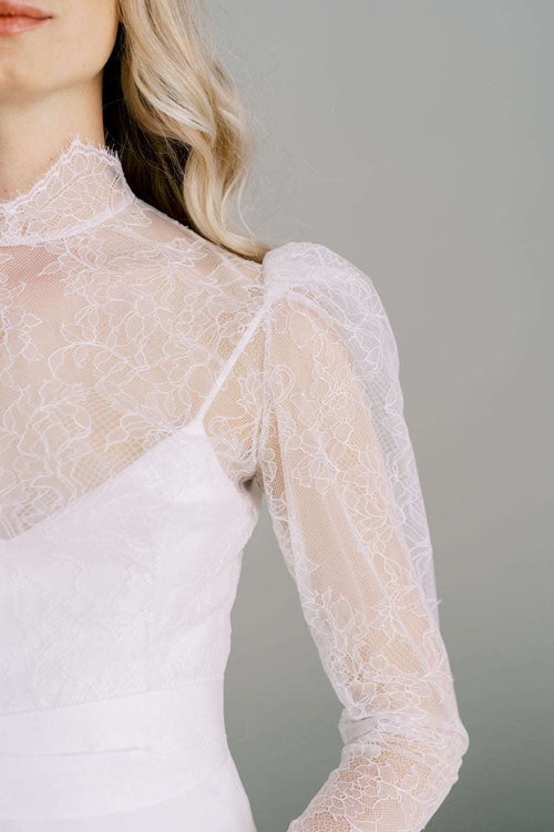 CRYSTAL Puffed Sleeve Wedding Topper – Catherine Langlois