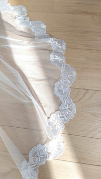 Romantic tulle and vintage lace wedding cape. Dreamy hood. Handmade by Catherine Langlois, Toronto
