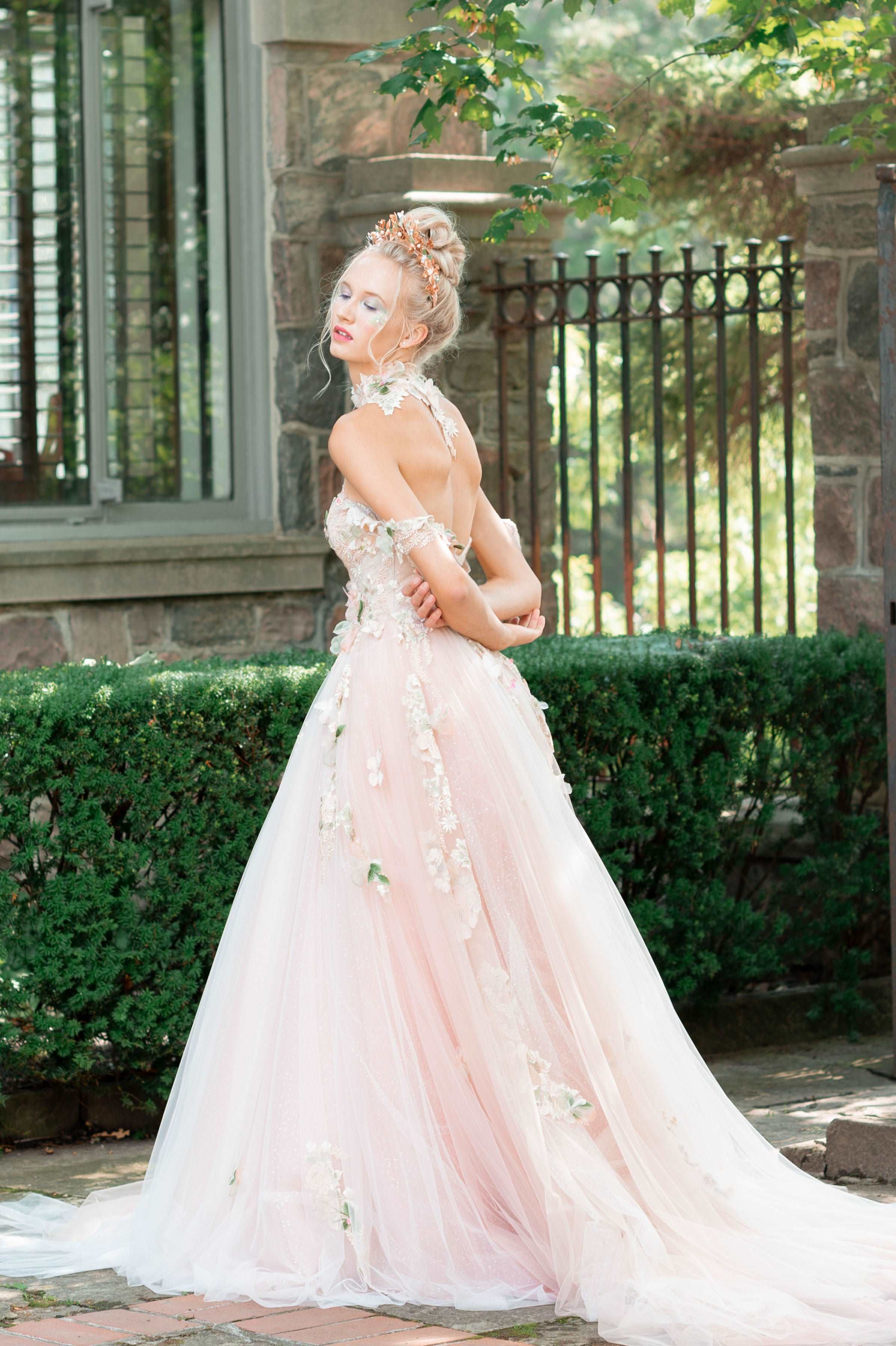 Blush pink wedding dress best sale