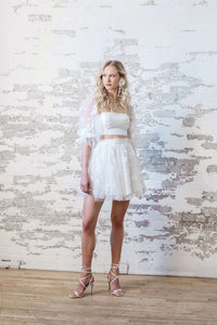 Mini floral tulle bridal skirt. Made in Canada. By Catherine Langlois