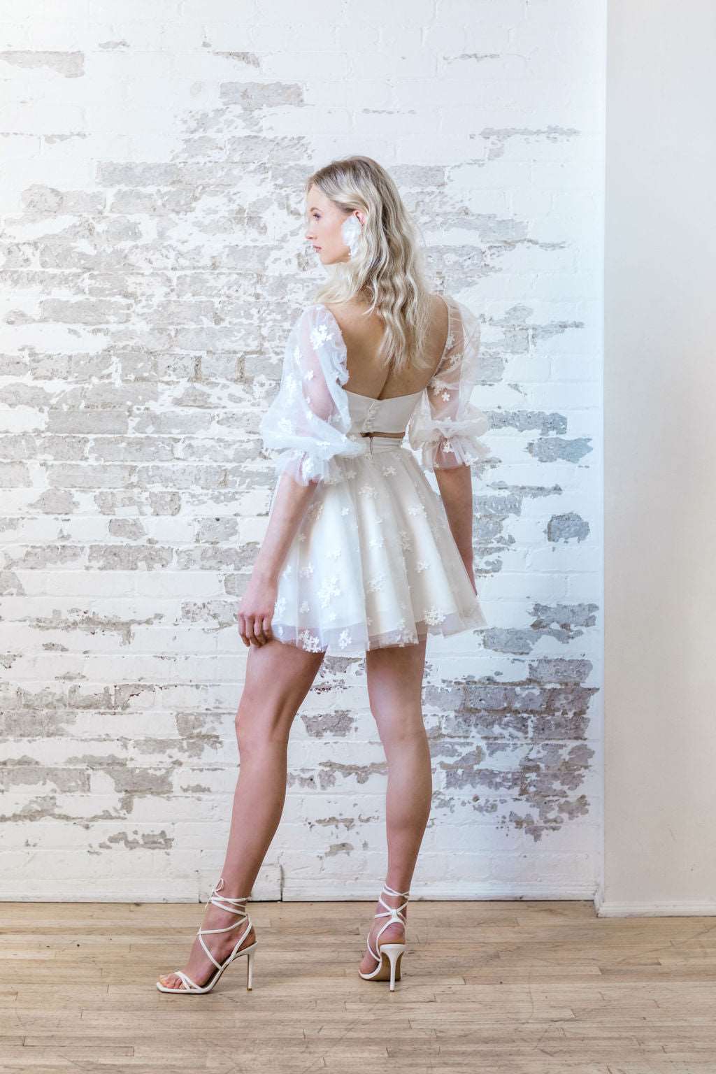 Floral tulle bridal  mini skirt. Made in Canada. By Catherine Langlois