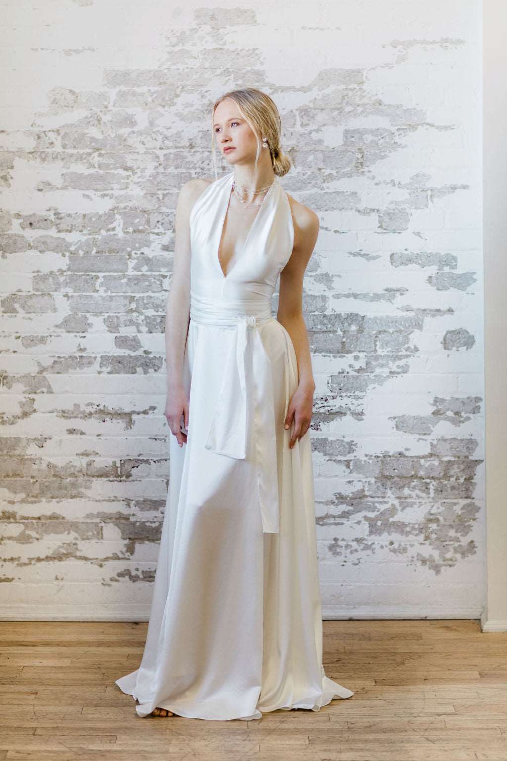 Satin bridal skirt. Modern bridal separates. Made in Canada by Catherine Langlois.
