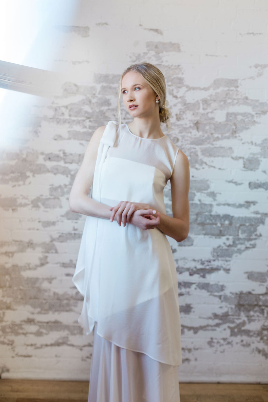 Modern wedding tunic and skirt. Sheer minimalist bridal separates. Designed and made in Canada.
