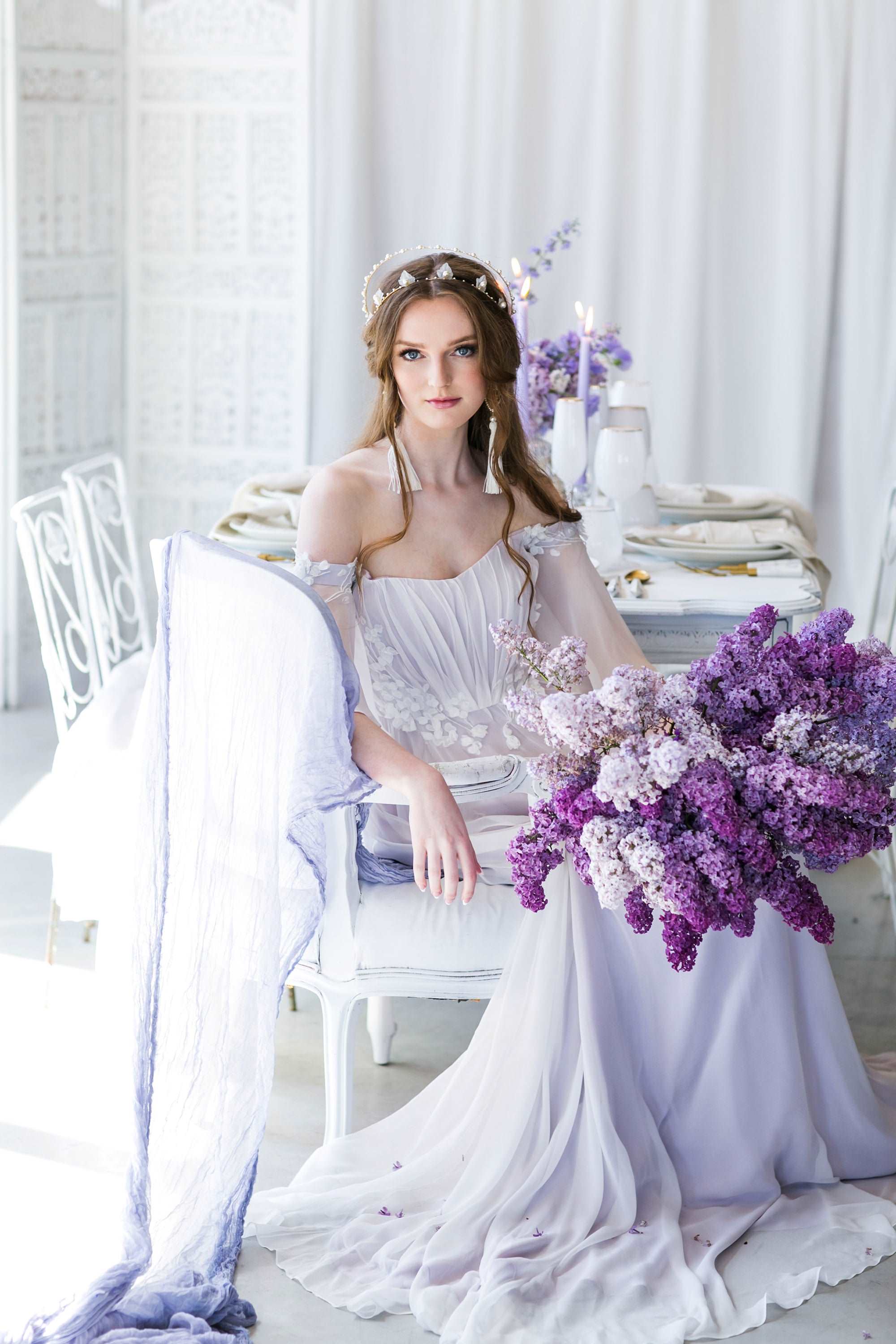 DIANA Purple Chiffon Wedding Dress Catherine Langlois