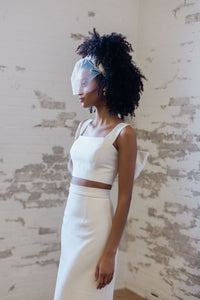Simple tea length bridal skirt. Modern bridal separates. Made in Canada by Catherine Langlois.