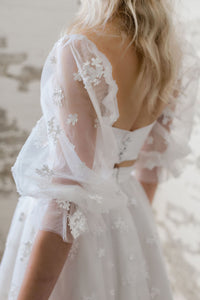 Floral tulle bridal mini skirt. Modern bridal separates Made in Toronto, Canada by Catherine Langlois