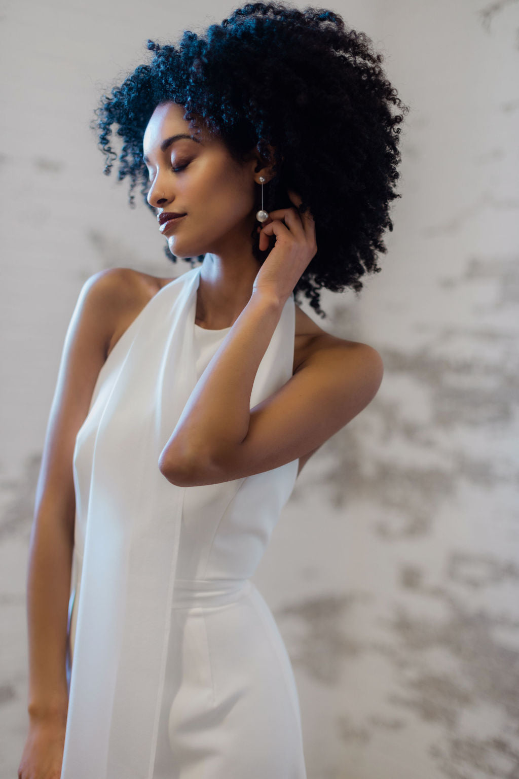 Unique halter neck bridal jumpsuit. Made in Canada by Catherine Langlois.