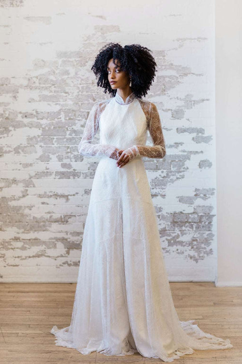 slim fit dress slacks BLOSSOM Lace Wedding Dress Overlay – Catherine Langlois