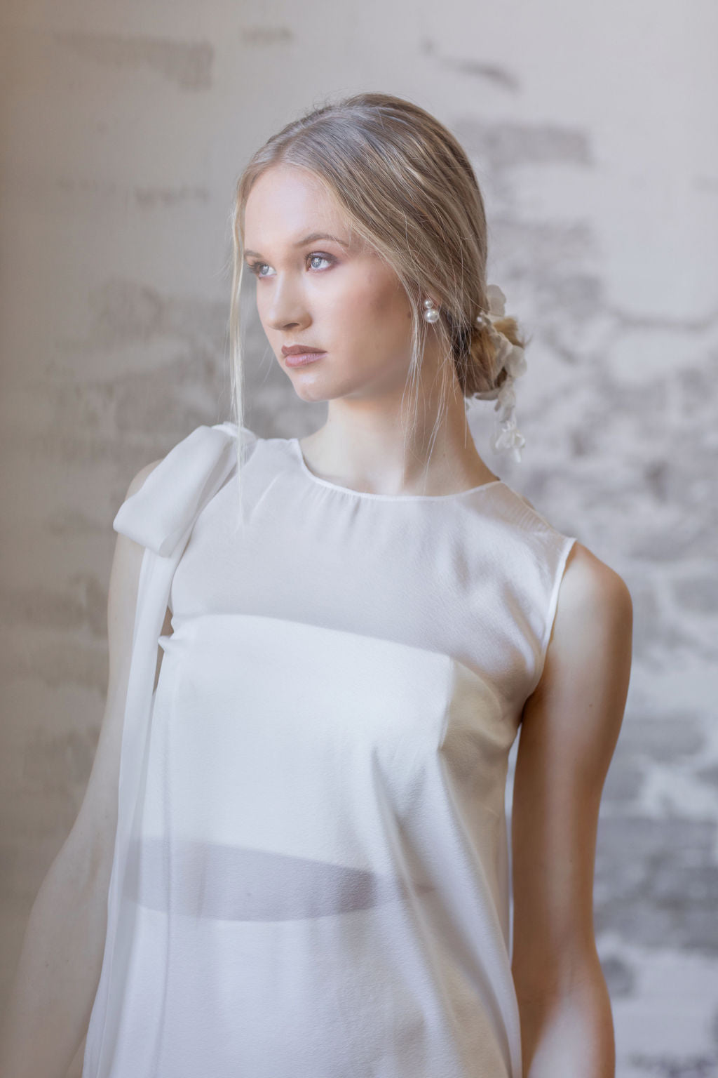 Bridal tunic and skirt. Sheer minimalist bridal separates. Designed and made in Canada.