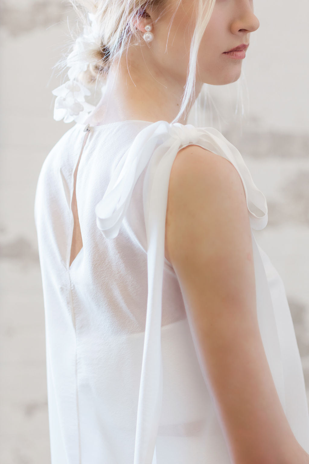 Bridal tunic and skirt. Sheer minimalist bridal separates. Designed and hand made in Canada.