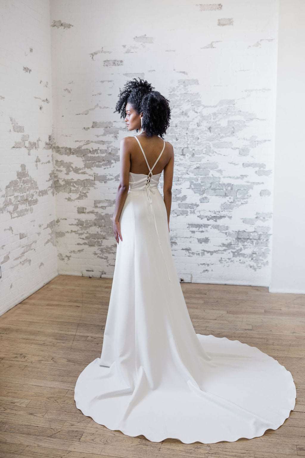Simple crepe wedding dress on sale