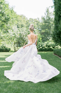 Romantic silk organza wedding dress for an unconventional bride. Handmade by Catherine Langlois, Toronto