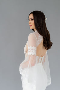 Romantic boho inspired wedding dress by Catherine Langlois. Custom made in Toronto, Canada.