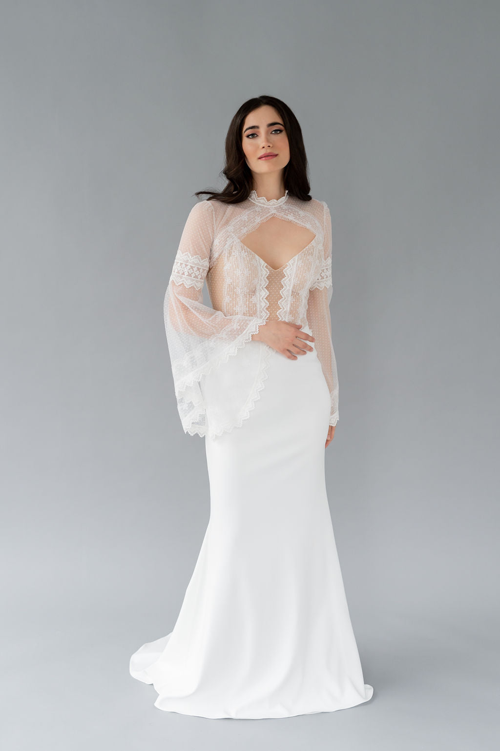 Romantic boho inspired wedding dress by Catherine Langlois. Custom made in Toronto, Canada.
