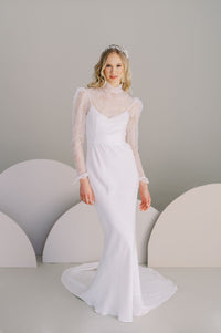 High neck lace wedding top. Handmade by Catherine Langlois, Toronto, Canada