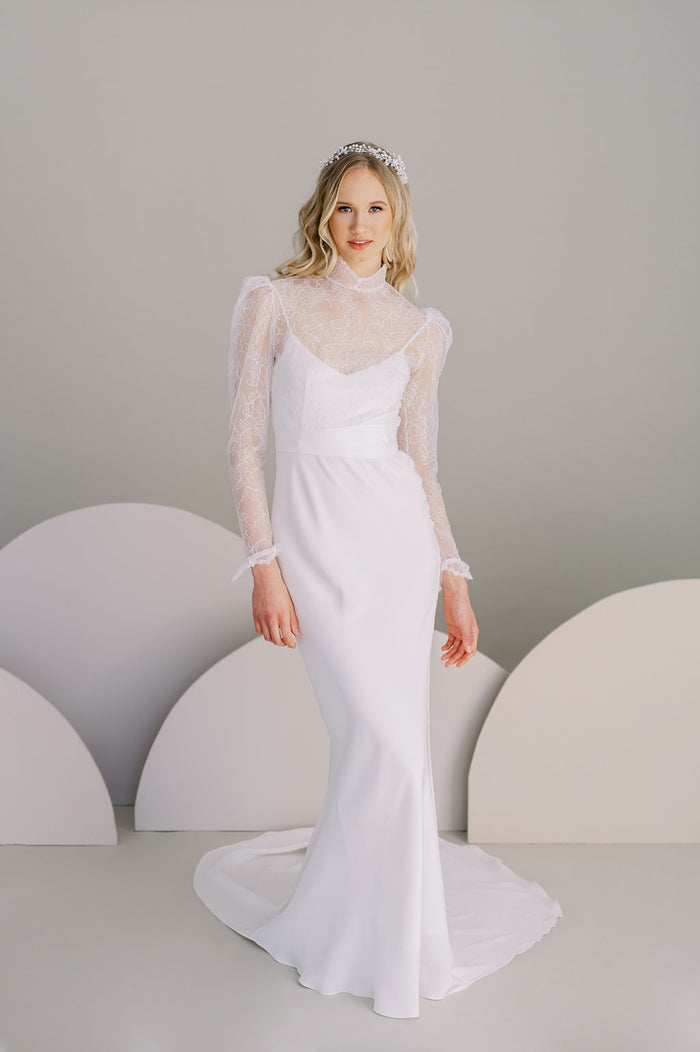 CRYSTAL Puffed Sleeve Wedding Topper Catherine Langlois CRYSTAL Puffed Sleeve Wedding Topper Catherine Langlois