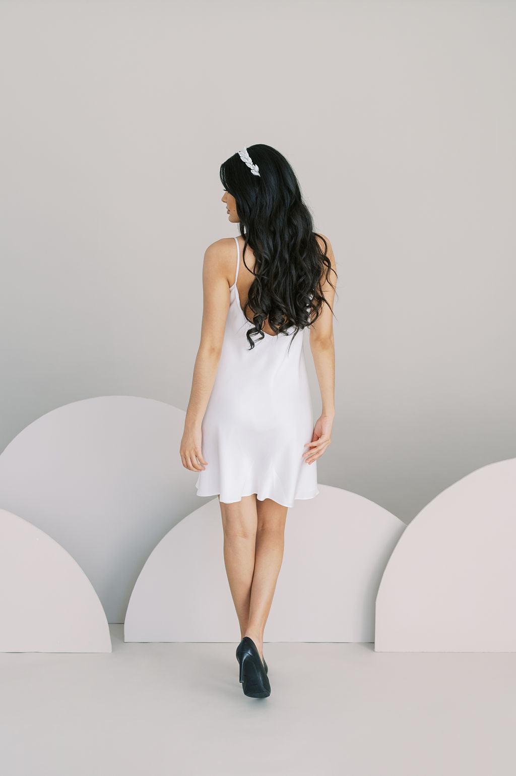 Short bias slip dress by Catherine Langlois. Wear on its own or with our coordinating overdresses.
