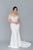 Romantic off the shoulder  wedding dress by Catherine Langlois. Fit and flare silhouette accentuates the body in a modern intrepretation of delicate design. Inclusive size wedding dresses made in Canada.