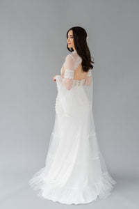 Romantic boho inspired wedding dress by Catherine Langlois. Custom made in Toronto, Canada.