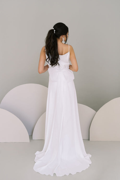 Organza bridal bow. Self tied with long tails.Handmade by Catherine Langlois, Toronto.