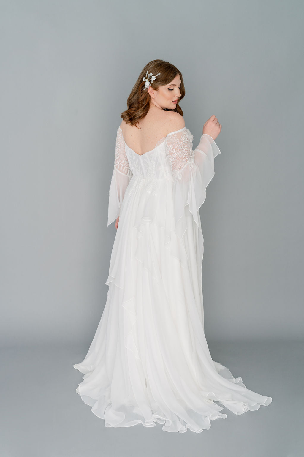 chiffon wedding dress canada VIOLA Boho Chiffon Wedding Dress Catherine Langlois